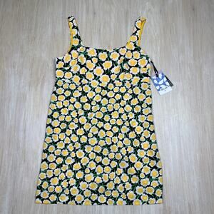 NWT DVF X Target Mini Yellow Black Poppy Floral 90's Cottagecore Shift Dress 14